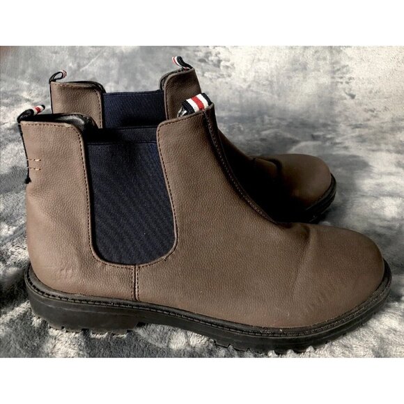 Brown Chelsea Ankle Boots Mens With Elastic Side Panels & Tricolor Tabs - Picture 6 of 10